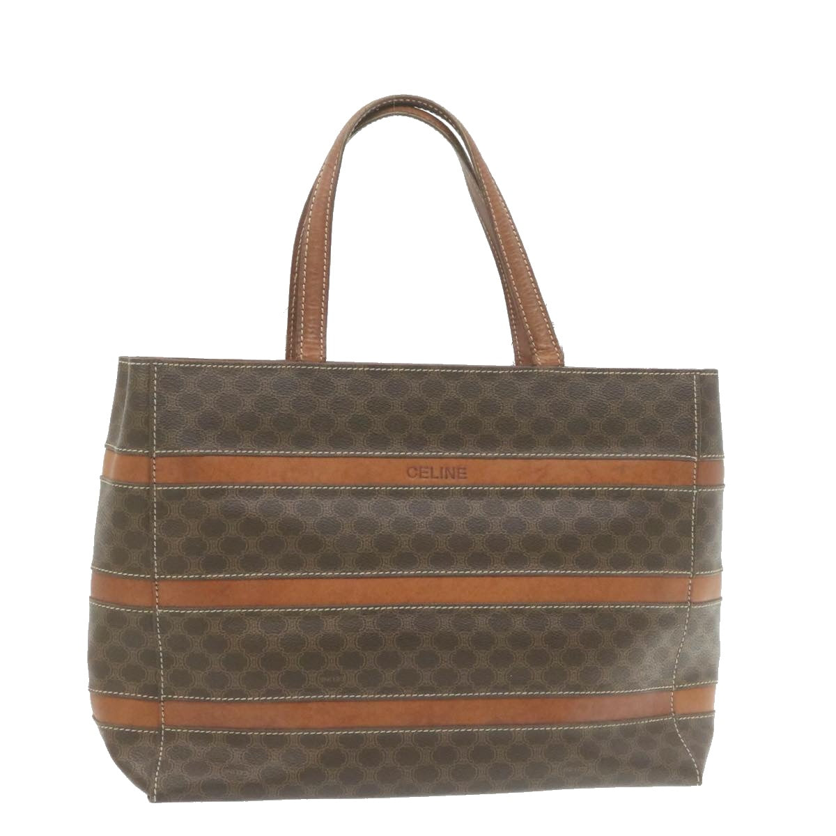 Luxury CELINE Macadam Canvas Tote Bag PVC Leather Brown  rd1995