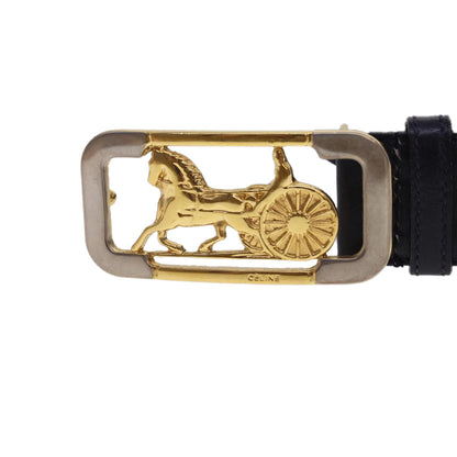 Luxury CELINE Horse Carriage Belt Leather 33.9"" Navy  rd4792