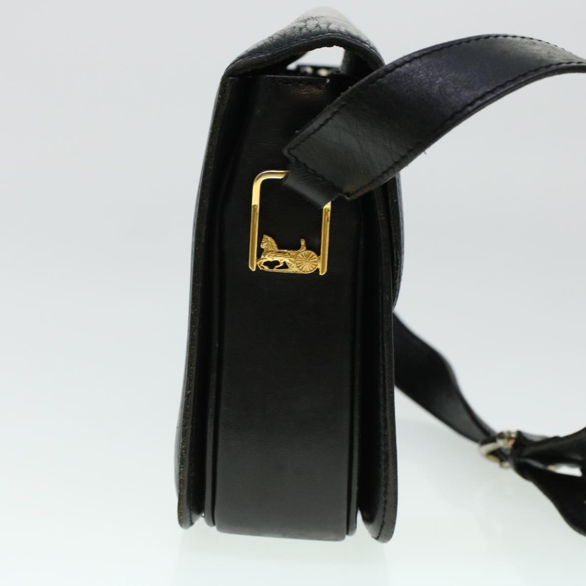 Luxury CELINE Horse Carriage Shoulder Bag Leather Black  rd5032