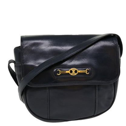 Luxury CELINE Shoulder Bag Leather Navy  rd5176