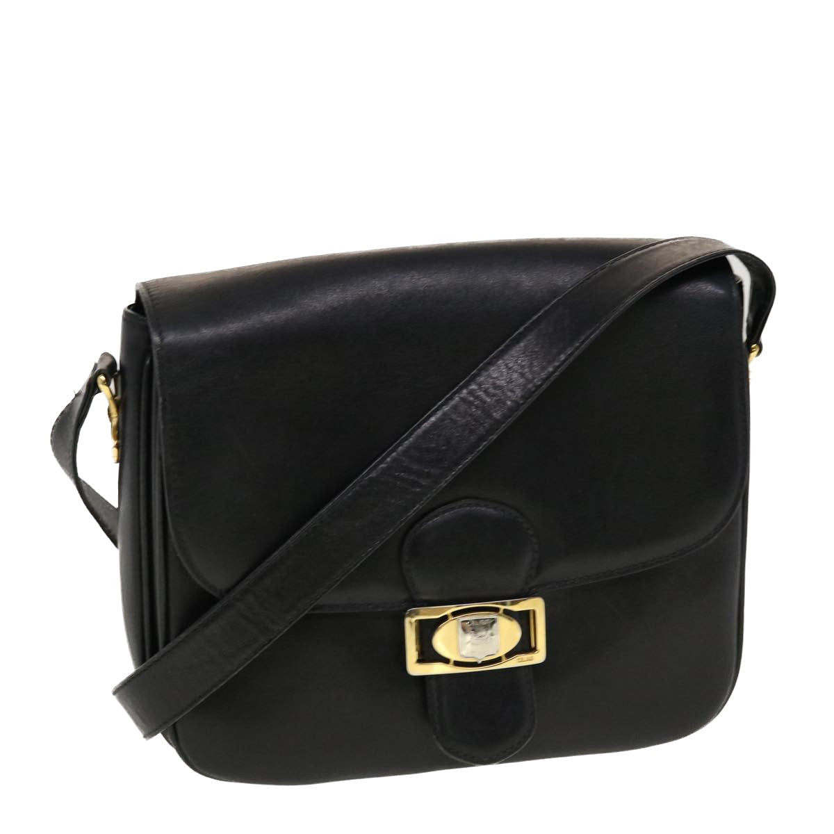 Luxury CELINE Horse Carriage Shoulder Bag Leather Black  rd5252