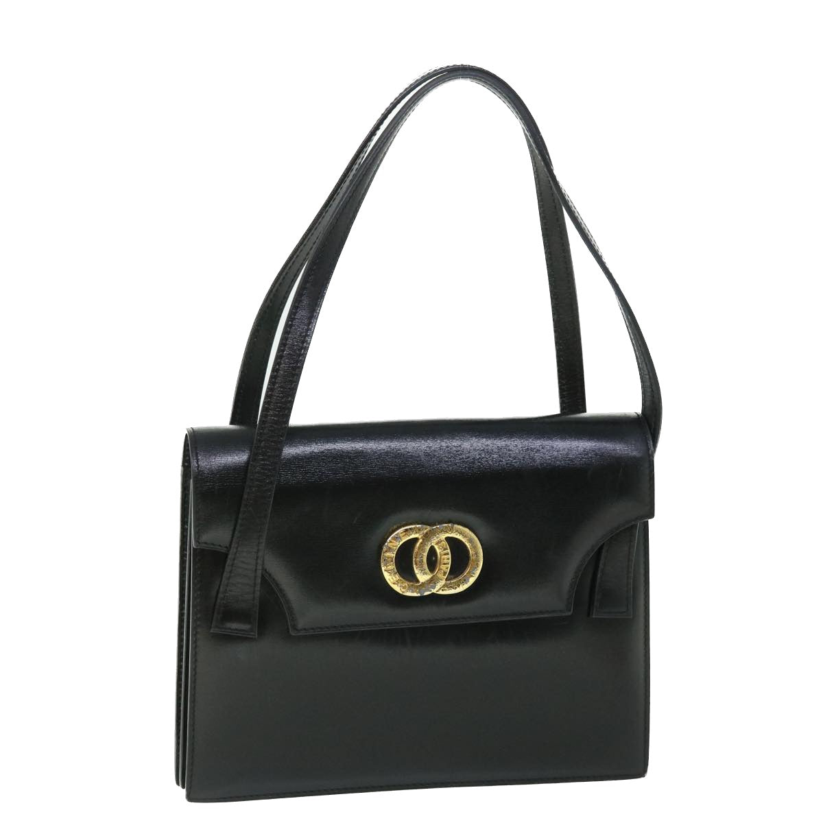 Luxury CELINE Circle Shoulder Bag Leather Black  rd5696