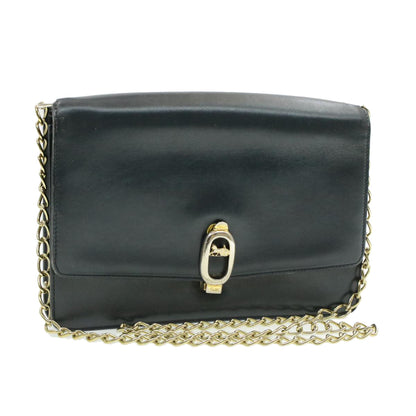 Luxury CELINE Horse Carriage Chain Shoulder Bag Leather Navy  rd740