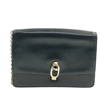 Luxury CELINE Horse Carriage Chain Shoulder Bag Leather Navy  rd740