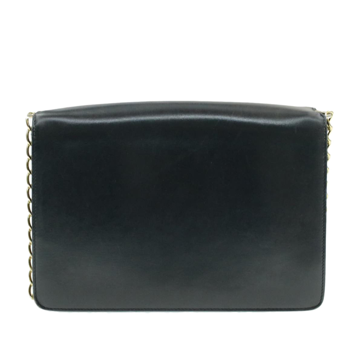 Luxury CELINE Horse Carriage Chain Shoulder Bag Leather Navy  rd740