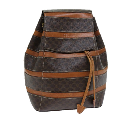 Luxury CELINE Macadam Canvas Backpack PVC Brown  S1578