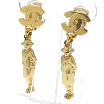 CHANEL Earring Plated Gold gold doll motif Mademoiselle COCO Mark Women
