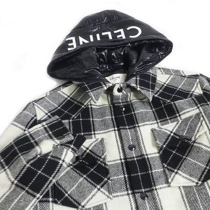 CELINE Blouson Main: 100% wool, Lining: 100% nylon, Part: 100% nylon, Filling: 100% polyester White x black mens 44