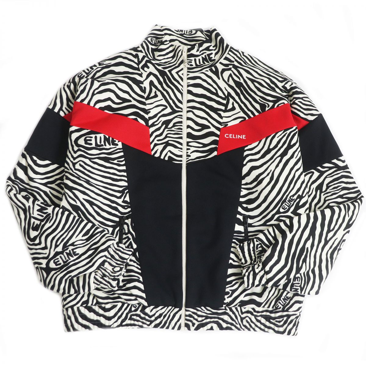 CELINE Blouson Outer: 100% polyester, Lining: 100% rayon, Filling: 100% polyester, Part: 100% rayon White x Black x Red mens L