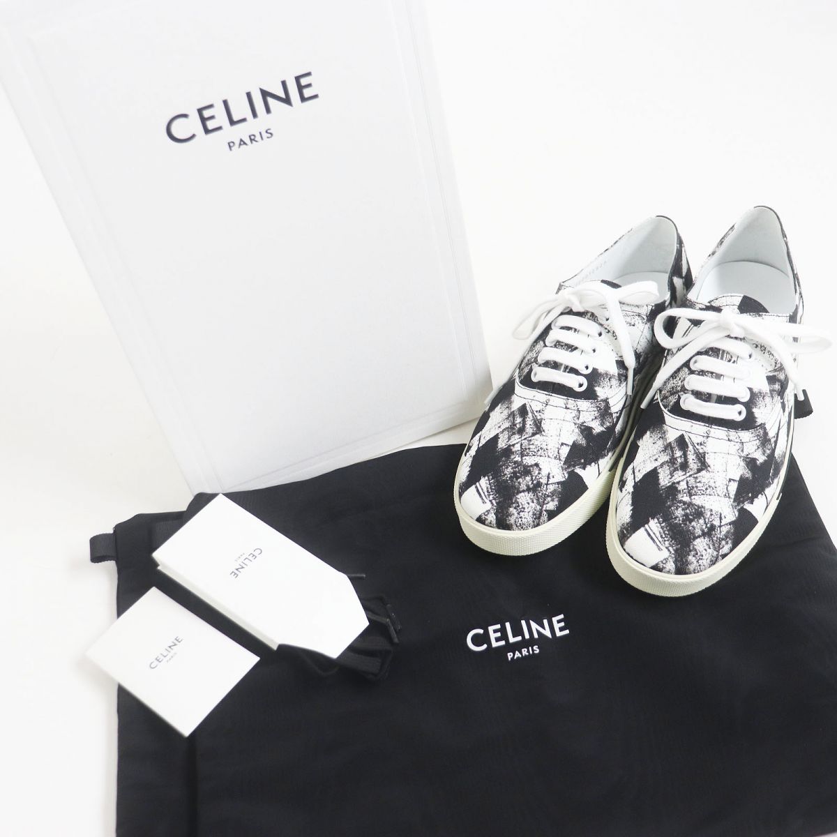 CELINE sneakers Main: Canvas Black x white mens 41