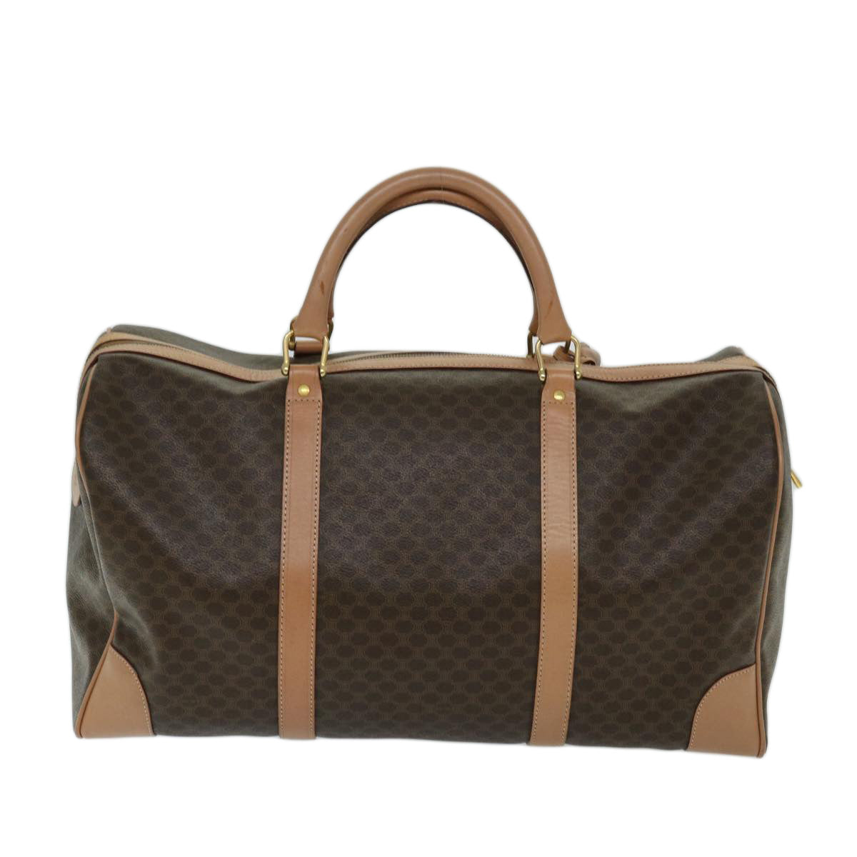 Luxury CELINE Macadam Canvas Boston Bag PVC Brown  tb1060
