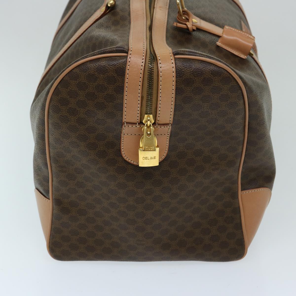 Luxury CELINE Macadam Canvas Boston Bag PVC Brown  tb1060