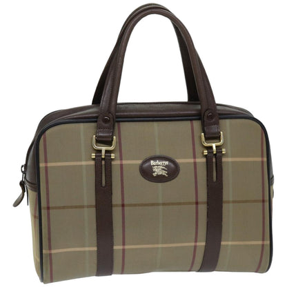 Luxury BurberrySs Nova Check Hand Bag Canvas Beige Auth tb1083