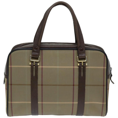 Luxury BurberrySs Nova Check Hand Bag Canvas Beige Auth tb1083