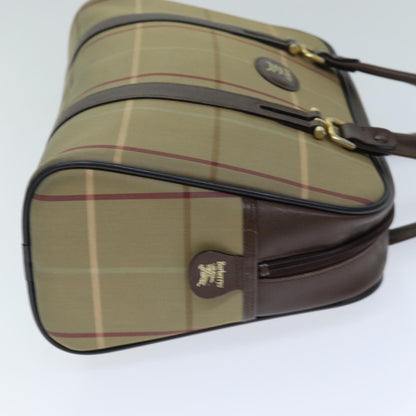 Luxury BurberrySs Nova Check Hand Bag Canvas Beige Auth tb1083