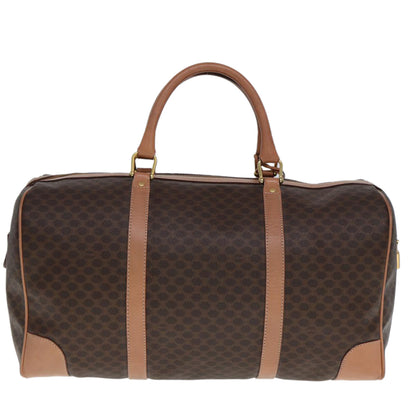 Luxury CELINE Macadam Canvas Boston Bag PVC Leather Brown  tb1107