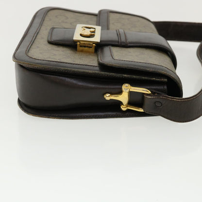 Luxury CELINE C Macadam Canvas Gold Horse Carriage Shoulder Bag Brown  tb272