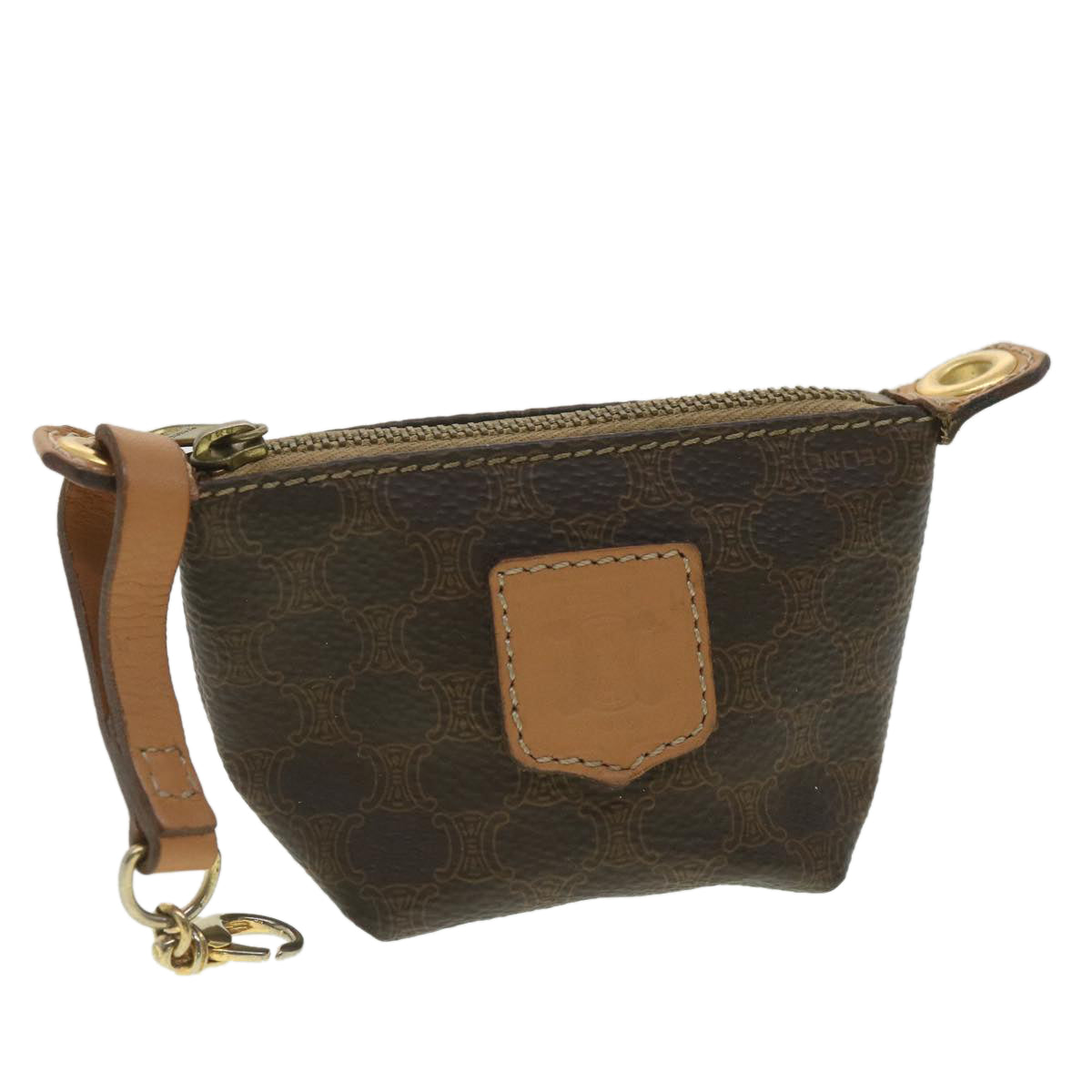 Luxury CELINE Macadam Canvas Pouch PVC Leather Brown  tb381