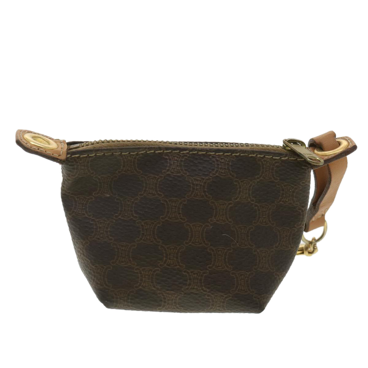 Luxury CELINE Macadam Canvas Pouch PVC Leather Brown  tb381