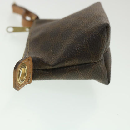 Luxury CELINE Macadam Canvas Pouch PVC Leather Brown  tb381