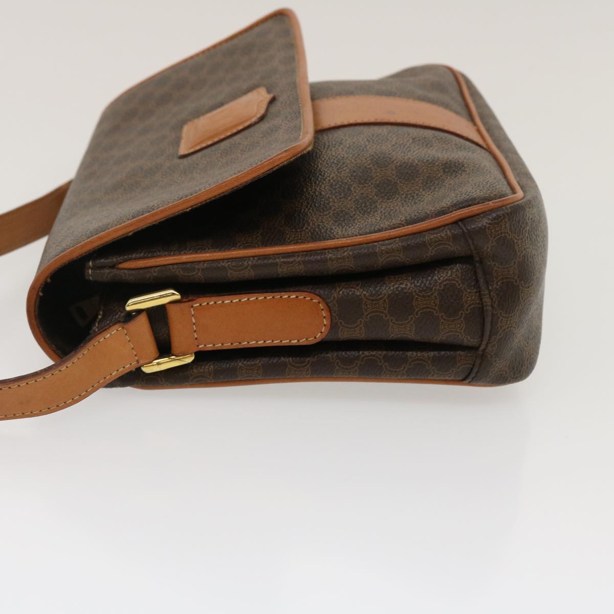 Luxury CELINE Macadam Canvas Shoulder Bag PVC Leather Brown  th2544