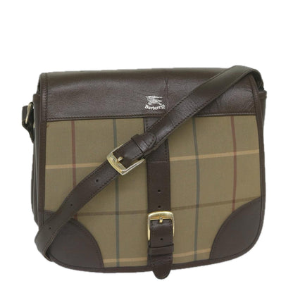Luxury BurberrySs Nova Check Shoulder Bag Canvas Brown Auth th4326