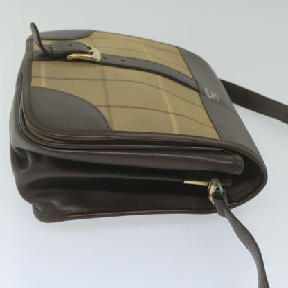Luxury BurberrySs Nova Check Shoulder Bag Canvas Brown Auth th4326