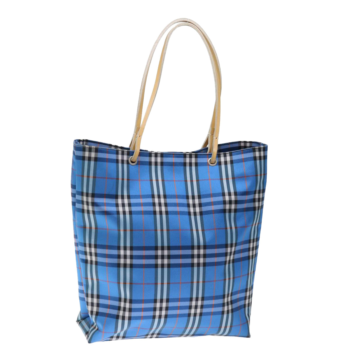 Luxury Burberry Nova Check Tote Bag Nylon Blue Auth th4791