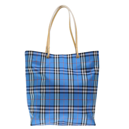 Luxury Burberry Nova Check Tote Bag Nylon Blue Auth th4791