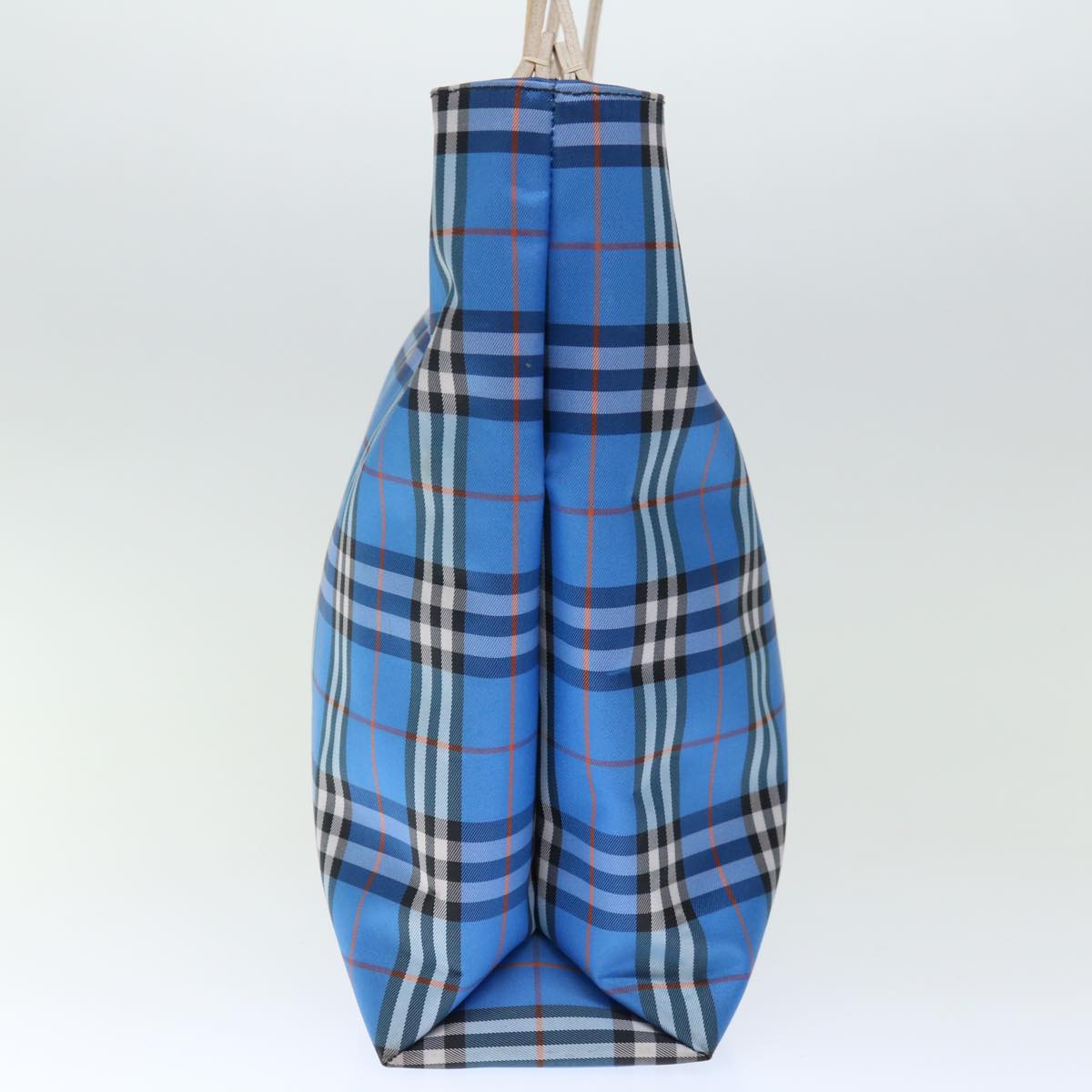 Luxury Burberry Nova Check Tote Bag Nylon Blue Auth th4791
