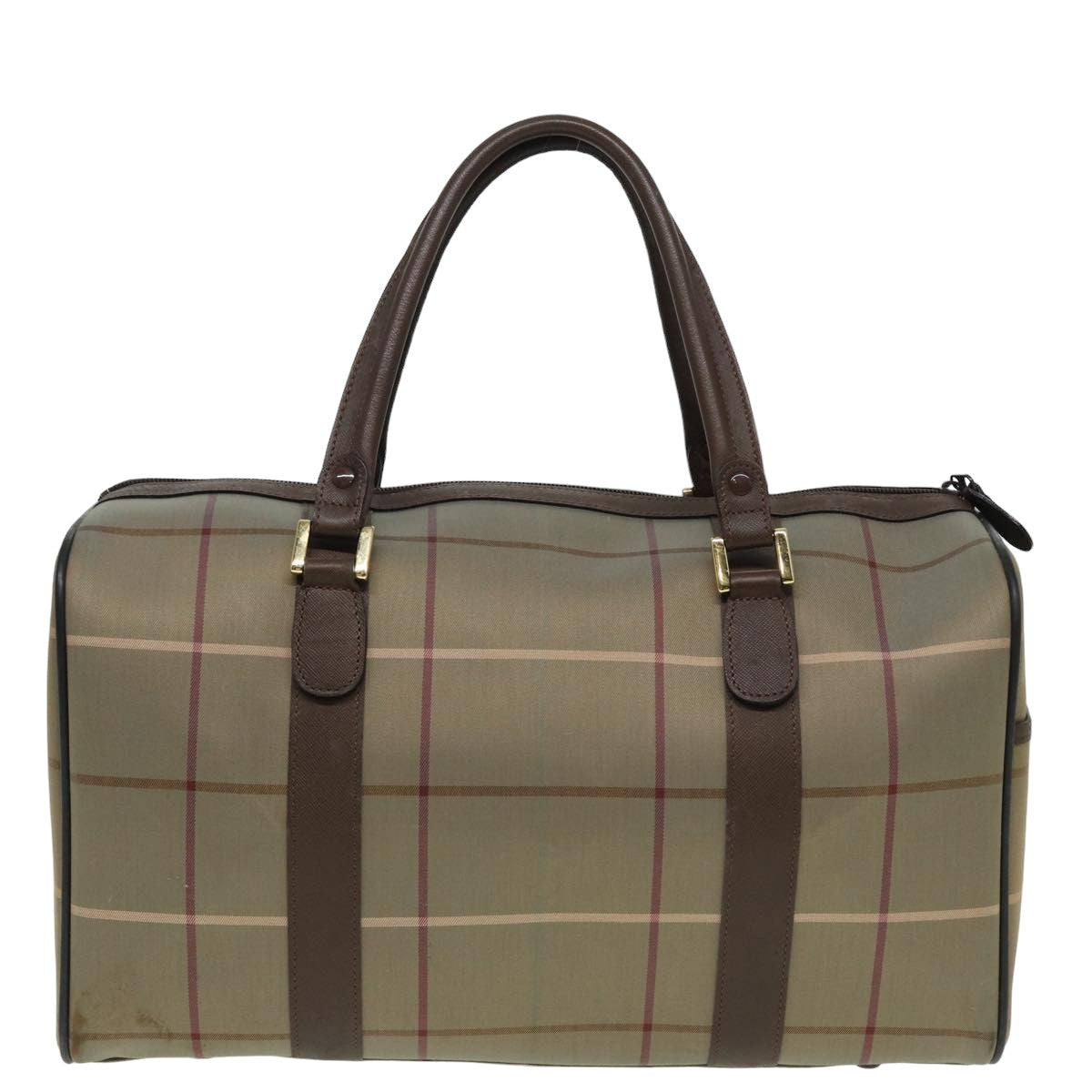 Luxury BurberrySs Nova Check Boston Bag Canvas Brown Auth th5134