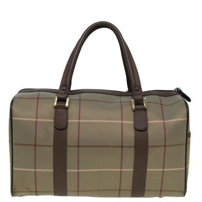 Luxury BurberrySs Nova Check Boston Bag Canvas Brown Auth th5134