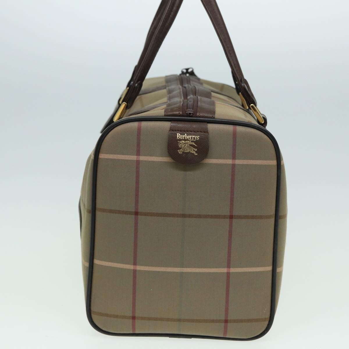 Luxury BurberrySs Nova Check Boston Bag Canvas Brown Auth th5134