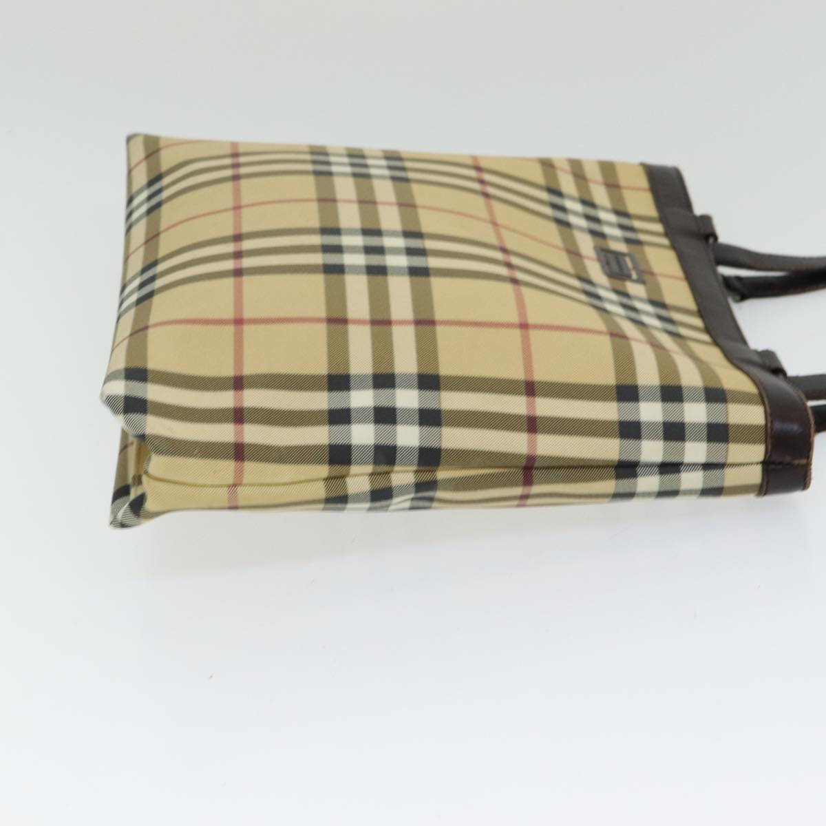 Luxury Burberry Nova Check Tote Bag PVC Leather Beige Auth th5205