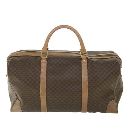 Luxury CELINE Macadam Canvas Boston Bag PVC Leather Brown  ki2647