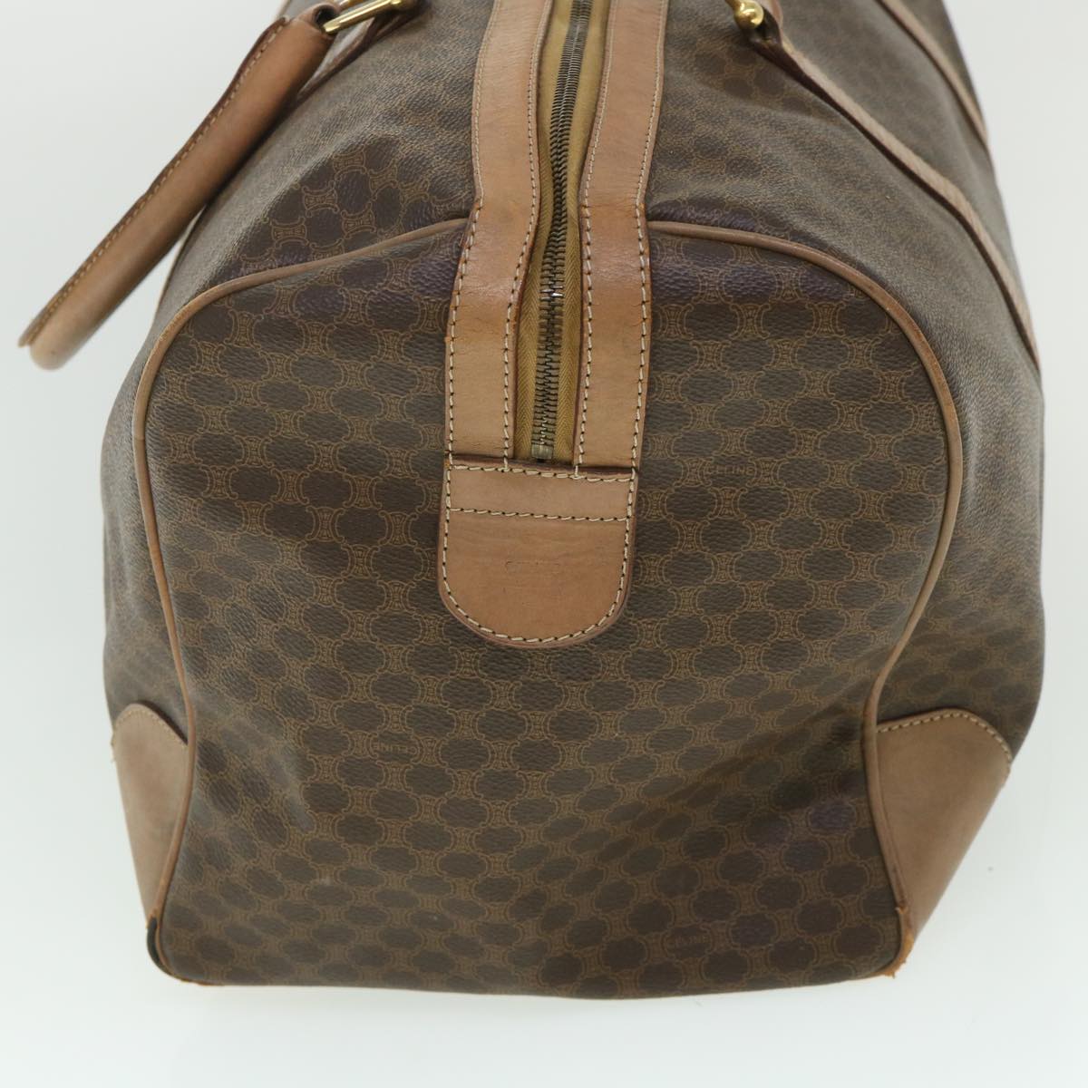 Luxury CELINE Macadam Canvas Boston Bag PVC Leather Brown  ki2647