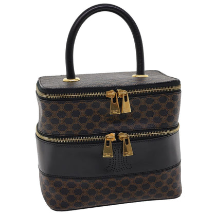 Luxury CELINE Macadam Canvas Vany Cosmetic Pouch Black  28799A