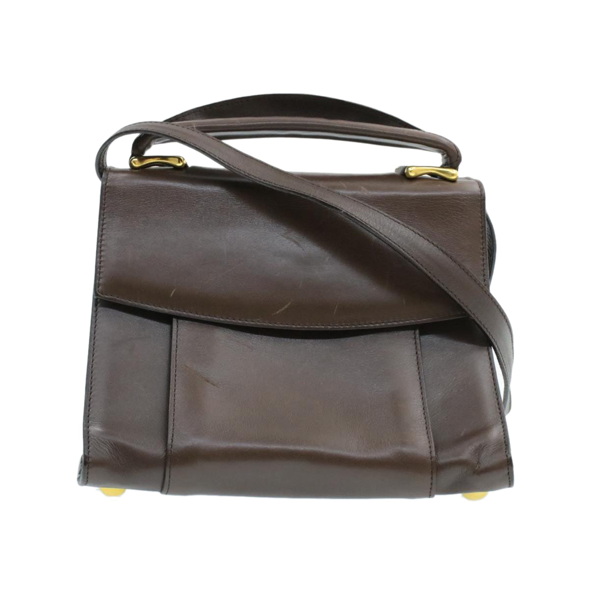 Luxury CELINE Hand Bag Leather 2way Brown  rd530