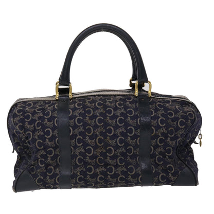 Luxury CELINE Boston Bag Canvas Leather Navy  ar8356