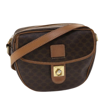 Luxury CELINE Macadam Canvas Shoulder Bag PVC Leather Brown  rd4009