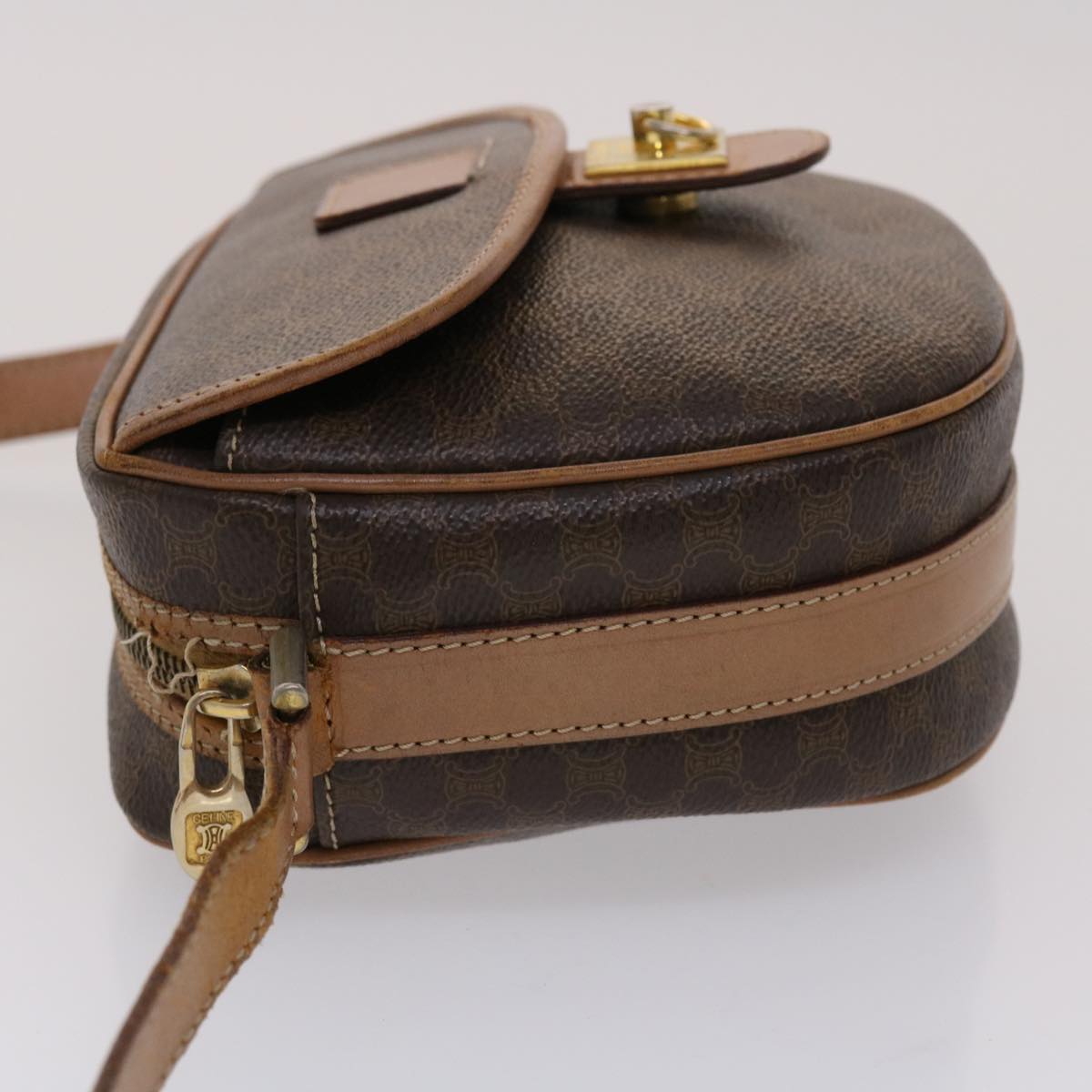 Luxury CELINE Macadam Canvas Shoulder Bag PVC Leather Brown  rd4009