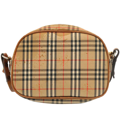 Luxury BurberrySs Nova Check Shoulder Bag Nylon Beige Auth ti1214