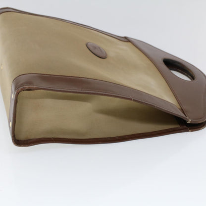 Luxury BurberrySs Hand Bag Canvas Leather Brown Beige Auth ti1227