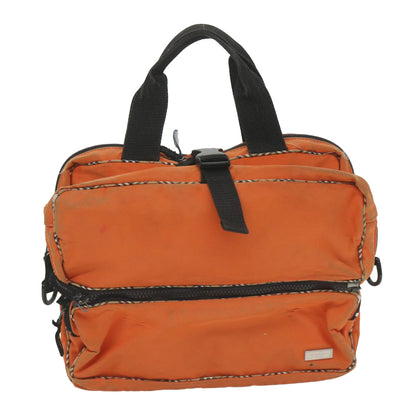 Luxury Burberry Nova Check Hand Bag Nylon 2Set Orange Beige Auth ti1324