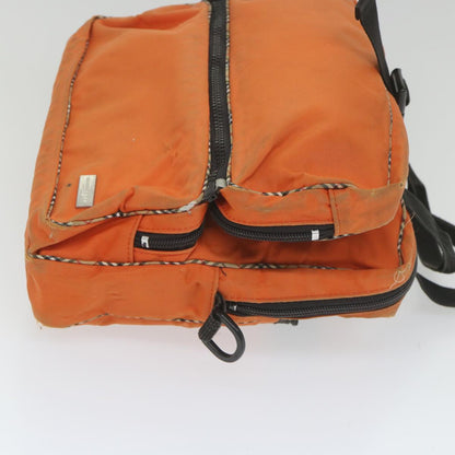 Luxury Burberry Nova Check Hand Bag Nylon 2Set Orange Beige Auth ti1324