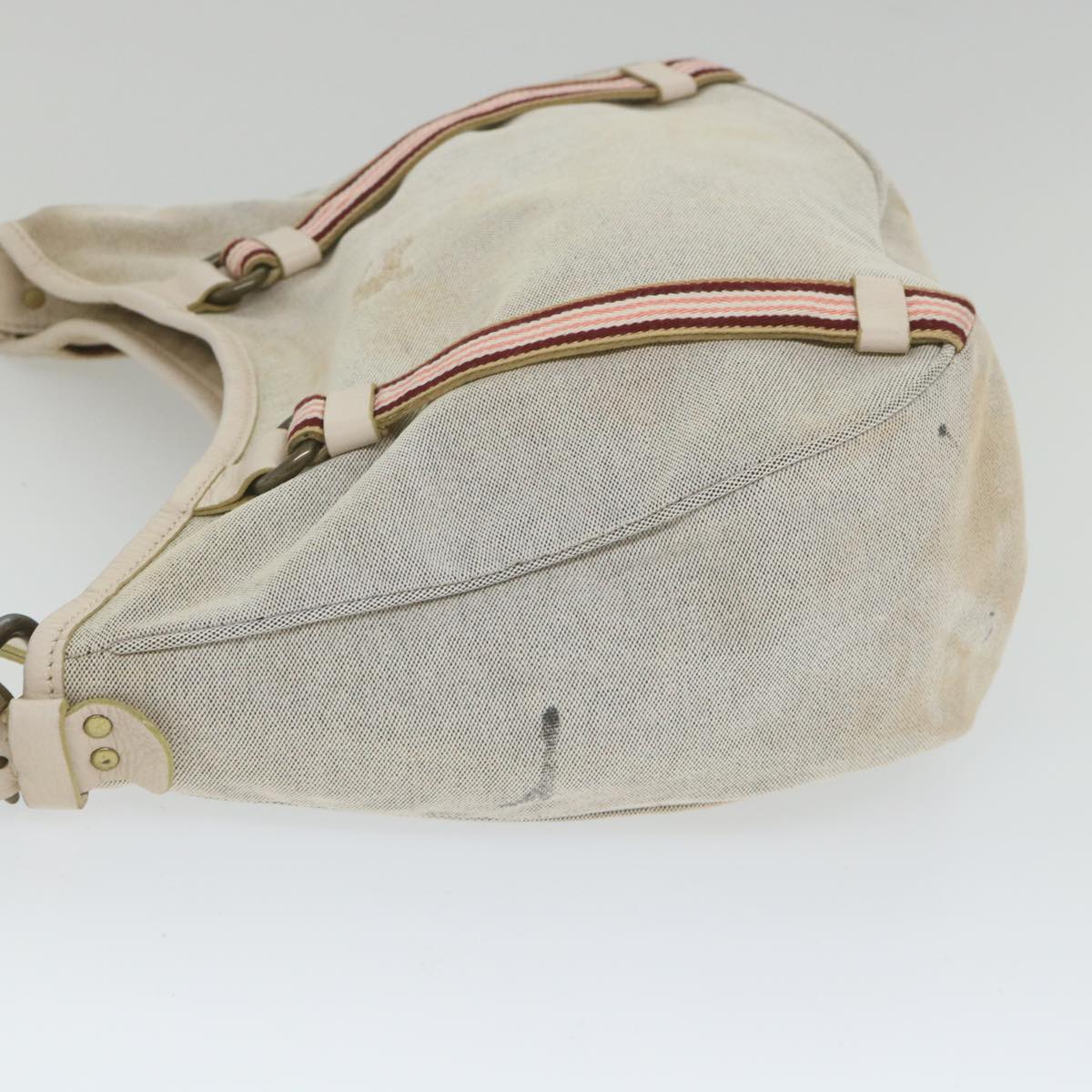 Luxury Burberry Shoulder Bag Canvas Gray Auth ti1326