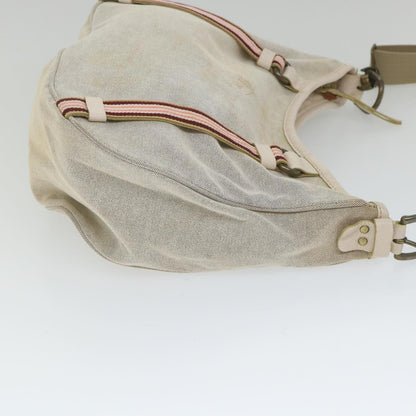 Luxury Burberry Shoulder Bag Canvas Gray Auth ti1326