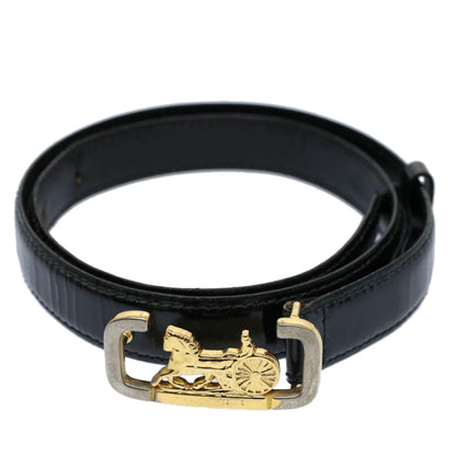 Luxury CELINE Horse Carriage Belt Leather 65 Black  ti1368