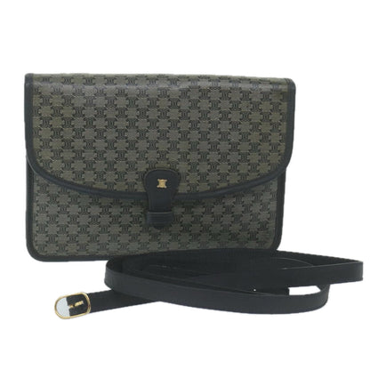 Luxury CELINE Macadam Canvas Shoulder Bag Coated Canvas Navy  ti1495