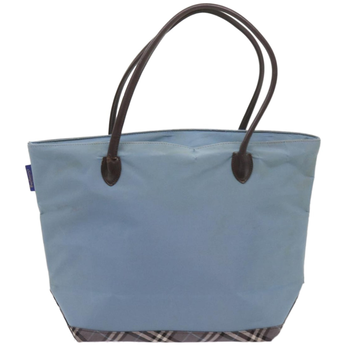 Luxury BurberrySs Blue Label Tote Bag Nylon Light Blue Auth ti1542